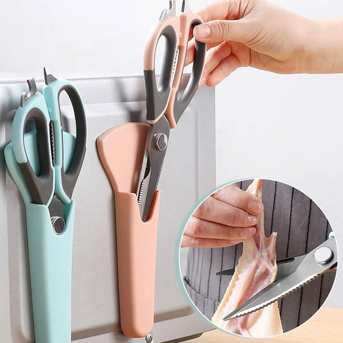 Kitchen Scissors Multifunctional Poultry Bottle Opener Bone Cutter Shear Scissors Peel Poultry Shear With Magnetic Storage Bag eprolo