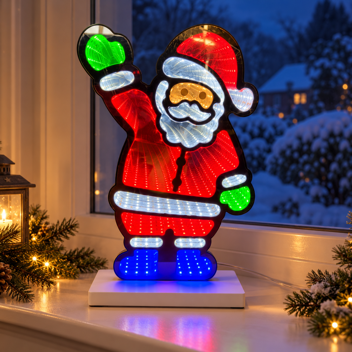 Santa Infinity Light 40cm with Multicoloured LED Lights