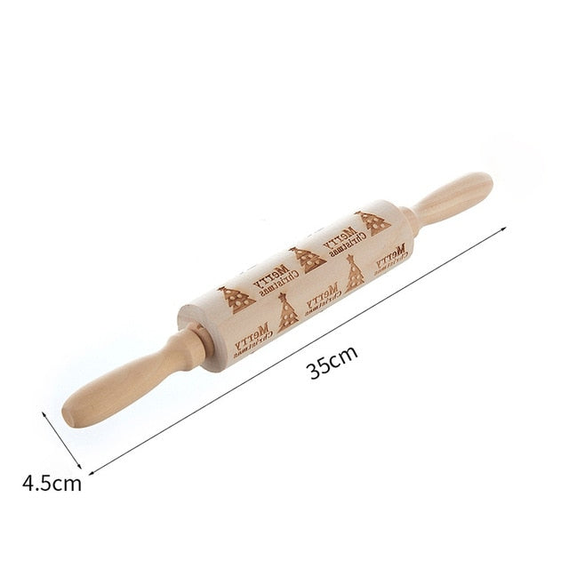 Merry Christmas Elk Wooden Print Rolling Pin Christmas Home Decorations Navidad Decor Noel Dessert Tools New Year 2020 DIY Craft eprolo