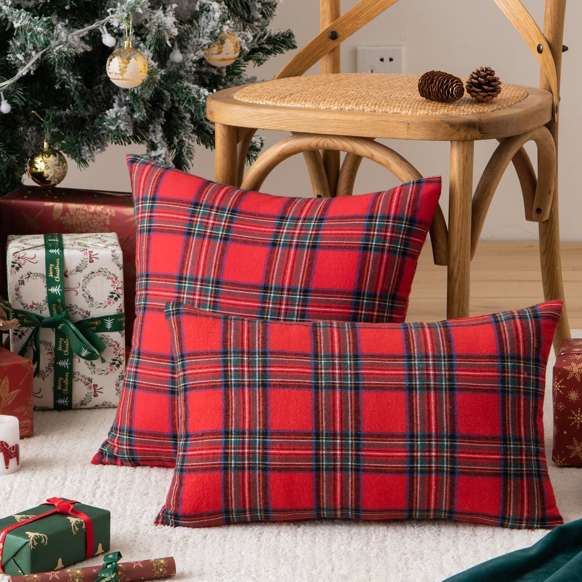 Nordic ins Christmas pillowcase plaid cushion cover living room sofa decorative pillowcase