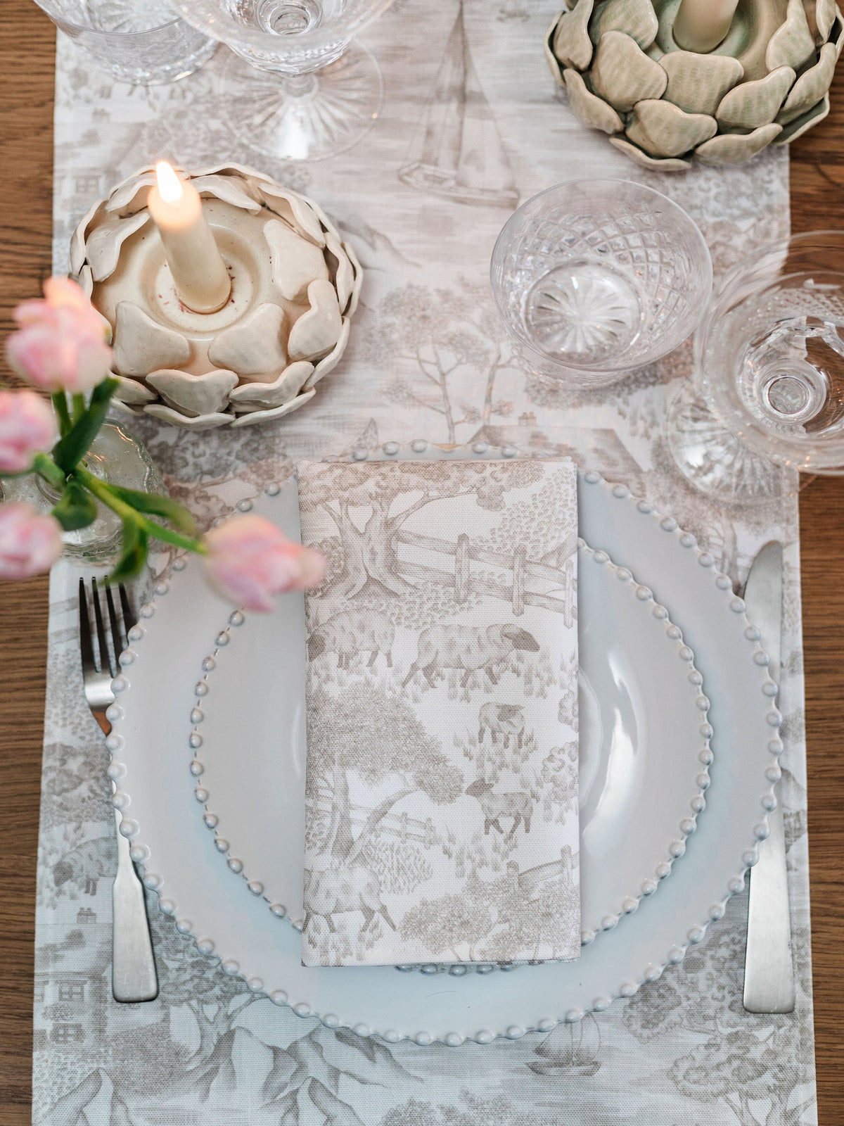 Soft Toile Napkins (Pair)