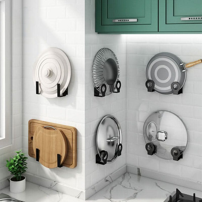 Wall-Mounted Space Aluminum Pot Cover Storage Rack Punch-Free Kitchen Storage Rack Multi-Functional Cutting Board Chopping Board Rack eprolo