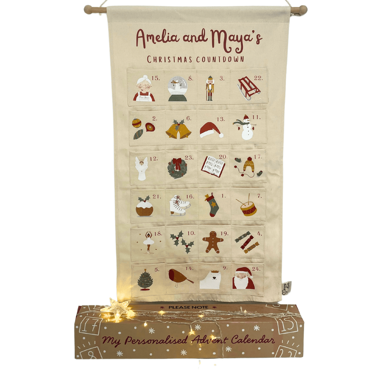 Personalised Fabric Christmas Advent Calendar - Christmas Countdown Calendar