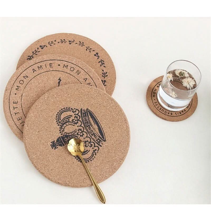 4pcs/bag Round Natural Cork Coaster Heat Resistant Cup Mug Mat Coffee Tea Hot Drink Placemat for Dining Table Mat eprolo