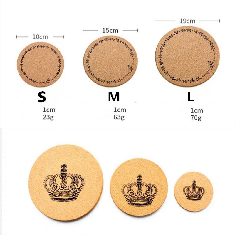 150sets/Lot 3pcs/Set Round Cork Coaster Cup Plate Mat 1cm Thickness Coffee Pad Tea Cushion Kitchen Decor 100% Natural eprolo