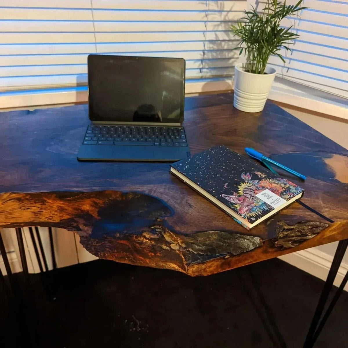 Cornish Walnut and gold black epoxy resin side table Barratt Boards - Cornish chopping boards designed for chefs