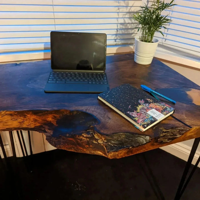 Cornish Walnut and gold black epoxy resin side table Barratt Boards - Cornish chopping boards designed for chefs