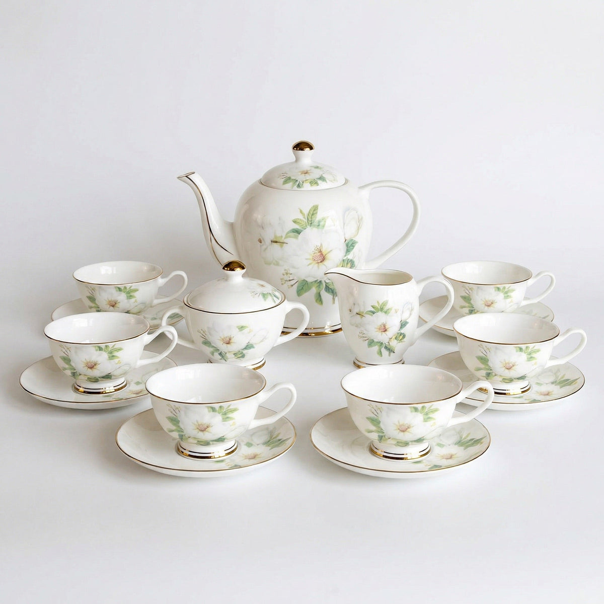 Ivory Camellia Fine Bone China Tea Set