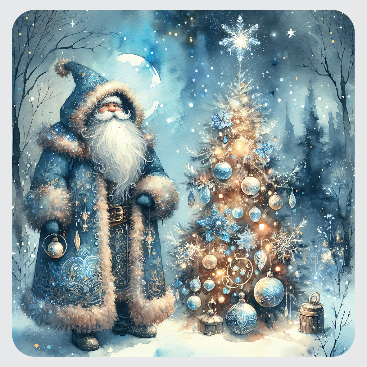 Blue Santa Traditional Set of 4 Placemats
