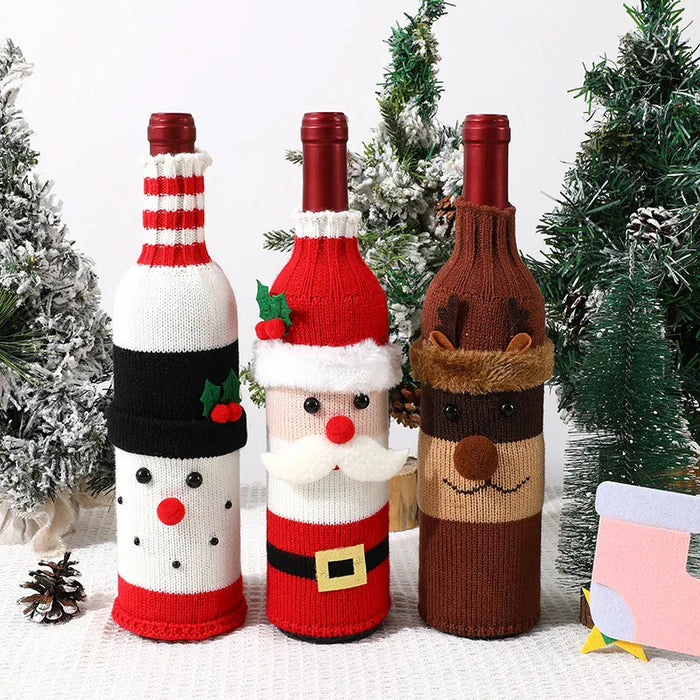 Christmas Wine Bottle Set Champagne Red Wine Creative Wine Set Hotel Dining Table Restaurant Holiday Decoration Supplie