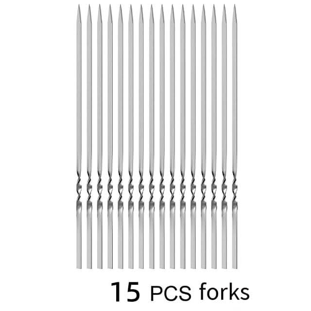 Skewers for Barbecue Reusable Grill Stainless Steel Skewers Shish Kebab BBQ Camping Flat Forks Gadgets Kitchen Accessories Tools eprolo