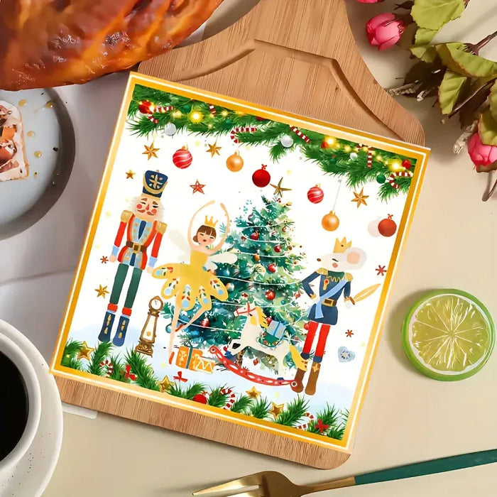 20/40/60/100 Pcs White Christmas Nutcracker Watercolor Dinner Napkins for Table Decor Ideal for Christmas Themed Parties
