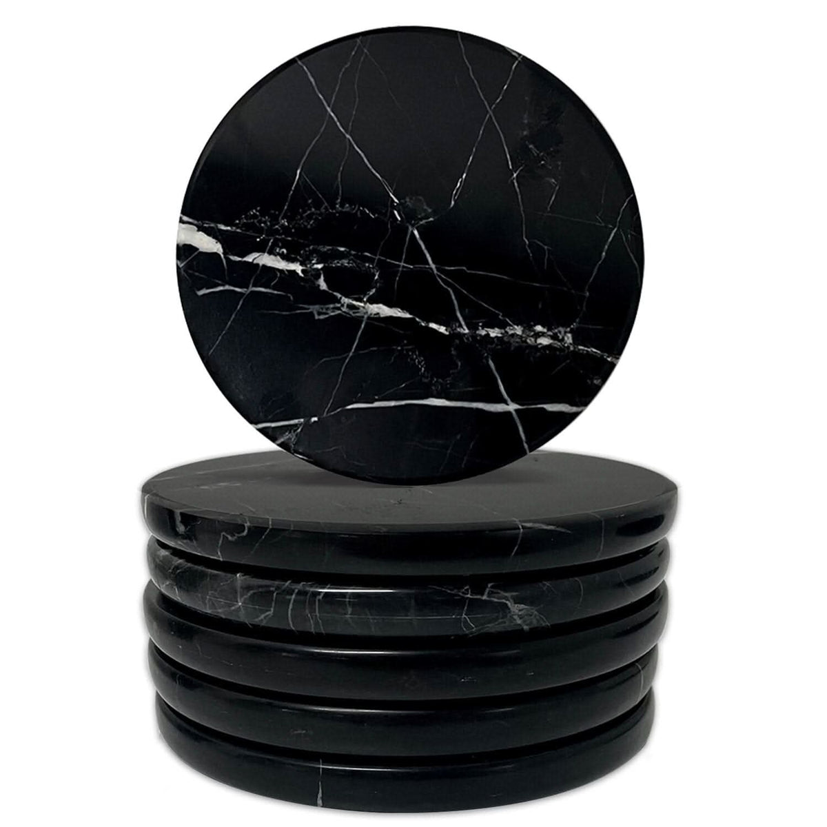 Exco Set of 6 Pcs Handmade Natural Marble Coasters with Cork Back Protects Desktops&Countertops, Suitable for Kinds of Cups eprolo