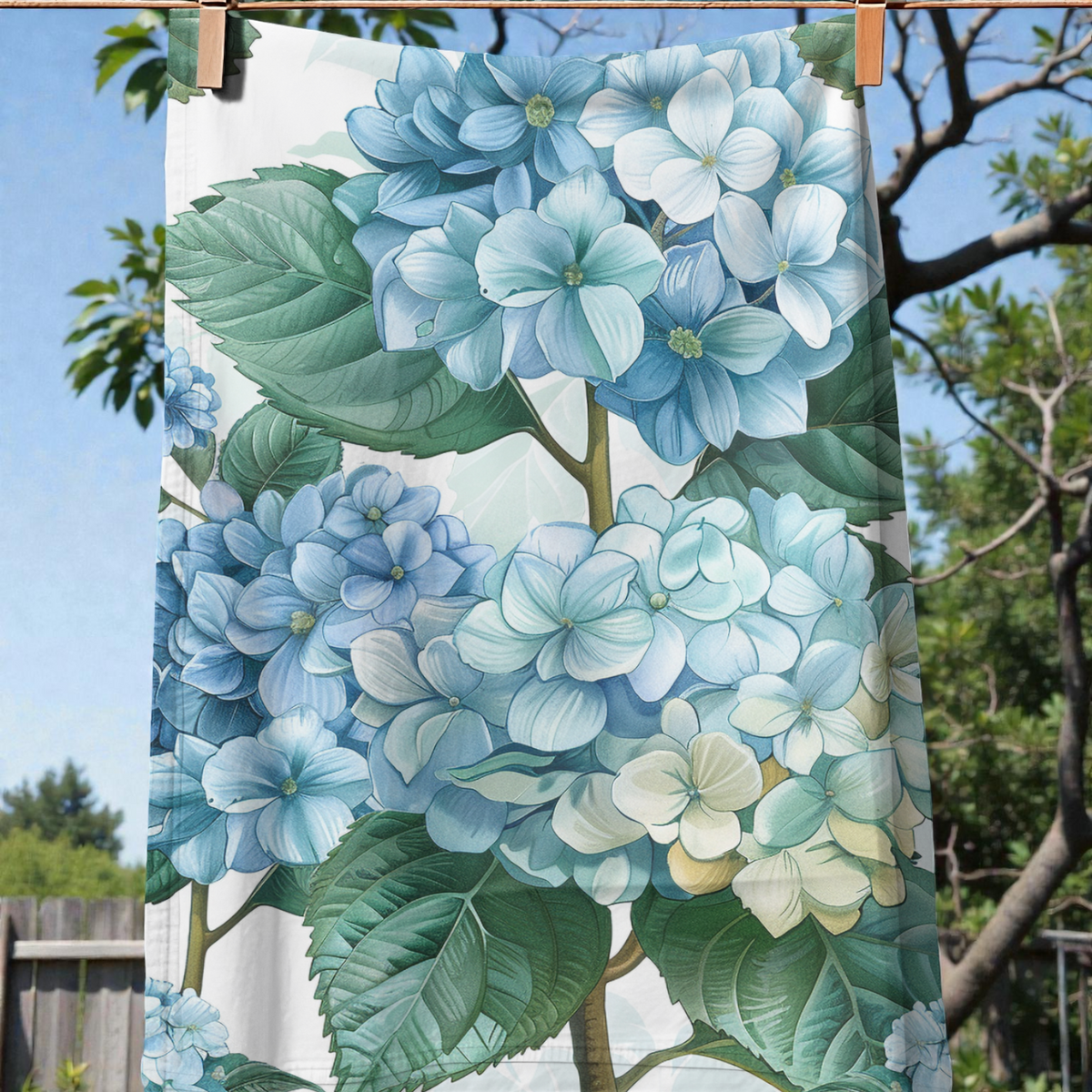 Blue Hydrangea Tea Towel