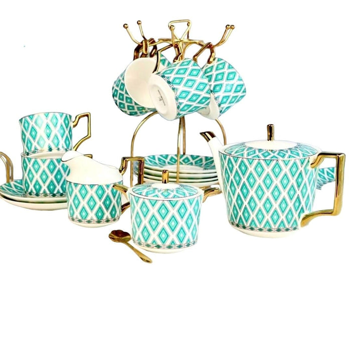 The Edwardian Emerald Bone China Tea Set KitchBoom
