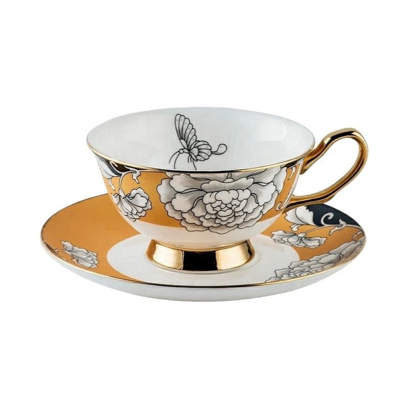 Regal Bloom Bone China Teacup and Saucer KitchBoom