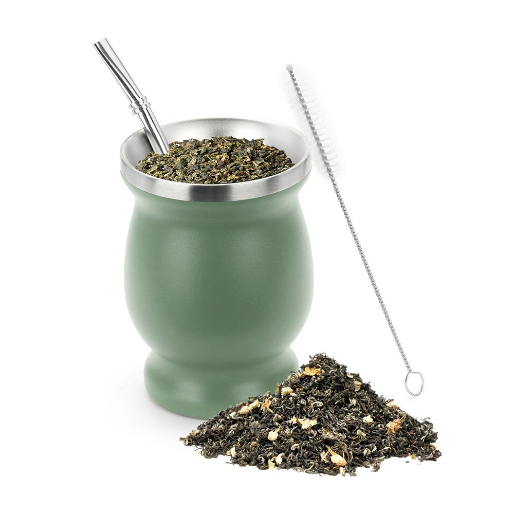 1 Set 230ML Bombilla Set Yerba Mate Cup with One Spoon Kitchen Essentials