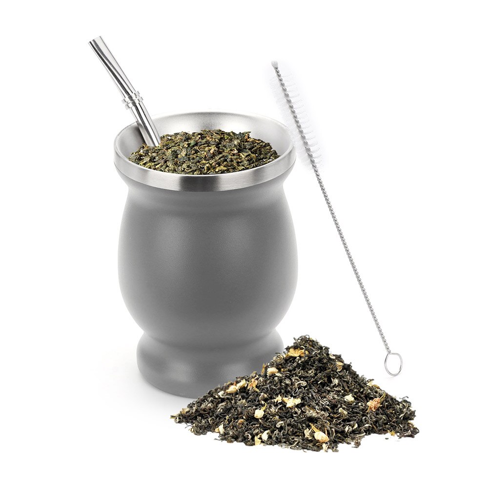 1 Set 230ML Bombilla Set Yerba Mate Cup with One Spoon Kitchen Essentials