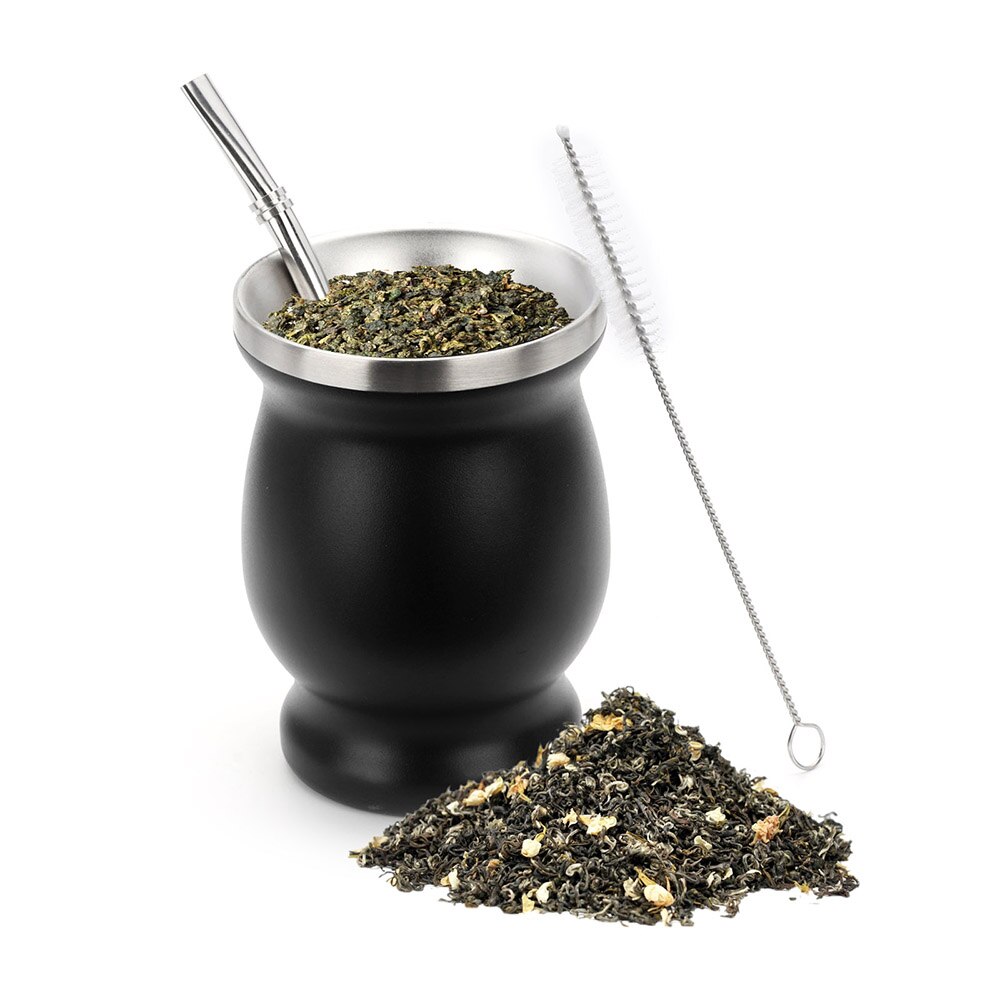 1 Set 230ML Bombilla Set Yerba Mate Cup with One Spoon Kitchen Essentials