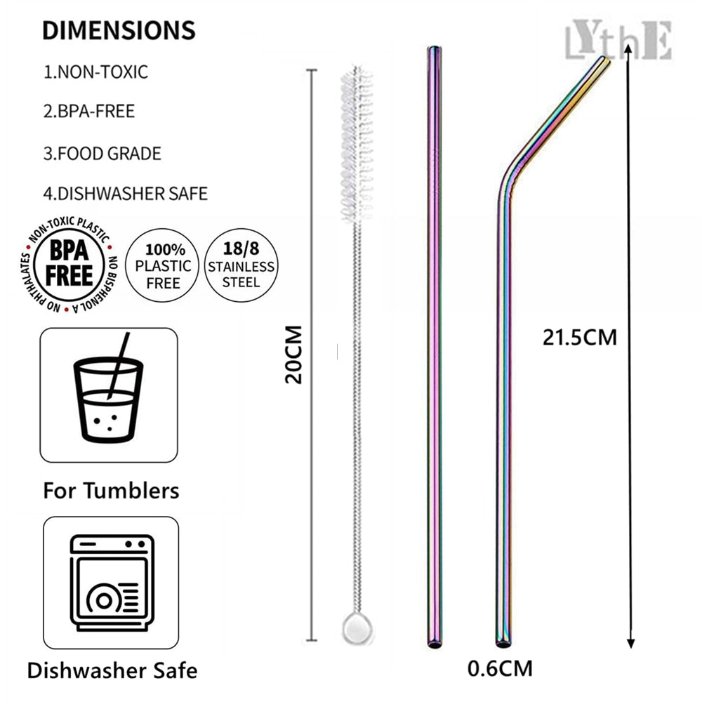 10 Reusable Stainless Steel Drinking Straws Kitchen Essentials