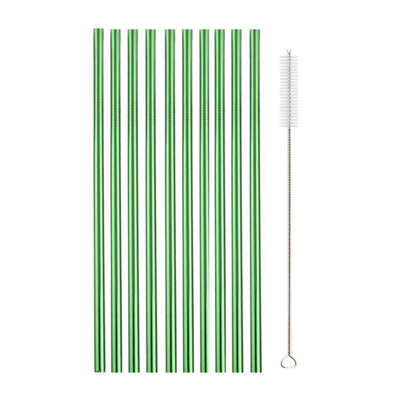 10Pcs Reusable Metal Drinking Straws in Stainless Steel Kitchen Essentials