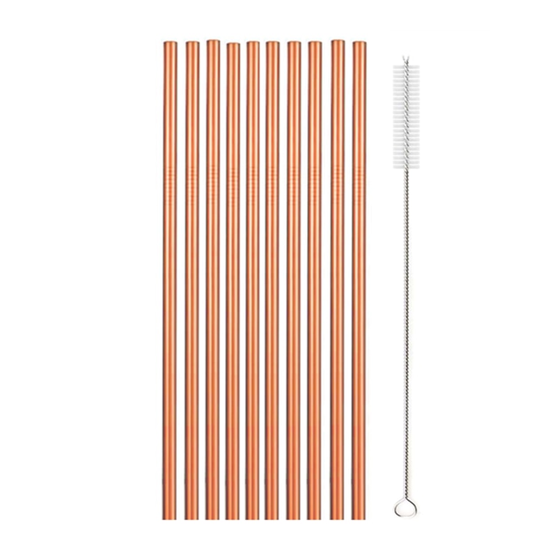 10Pcs Reusable Metal Drinking Straws in Stainless Steel Kitchen Essentials