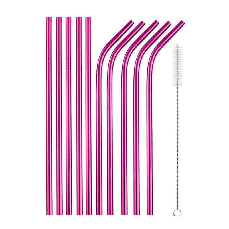 10Pcs Reusable Metal Drinking Straws in Stainless Steel Kitchen Essentials