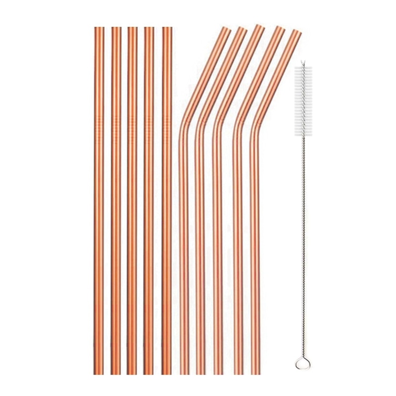 10Pcs Reusable Metal Drinking Straws in Stainless Steel Kitchen Essentials