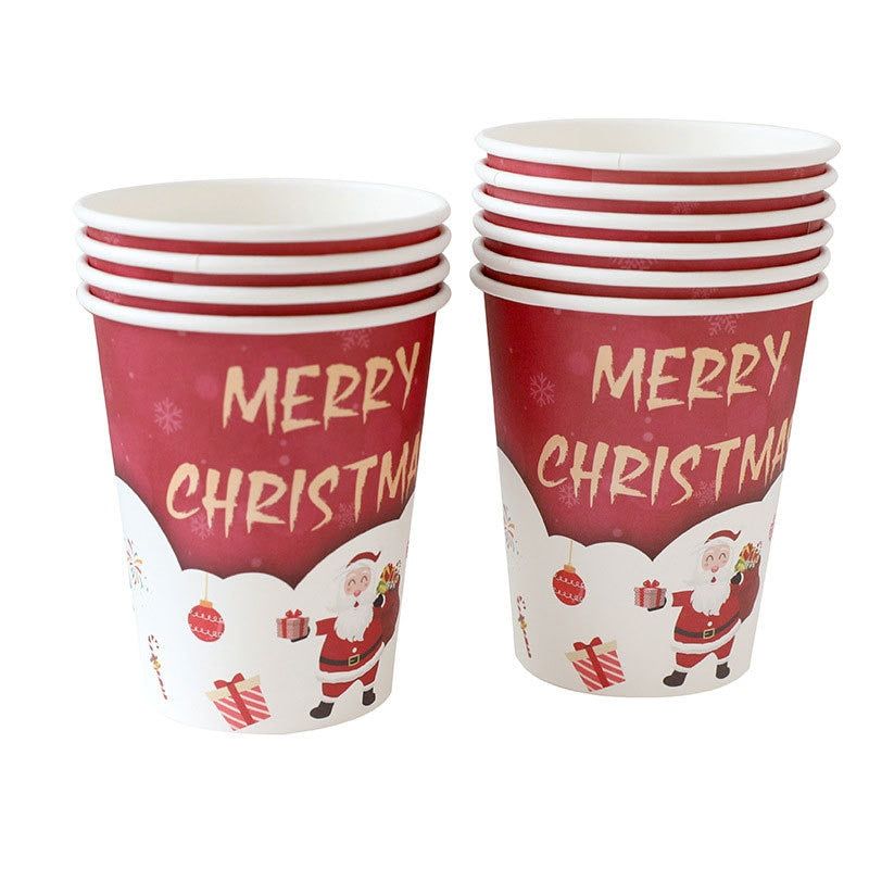 10pcs Disposable Christmas Tableware Kitchen Essentials