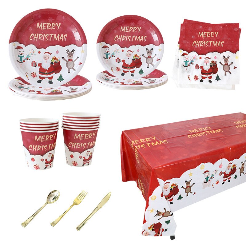 10pcs Disposable Christmas Tableware Kitchen Essentials