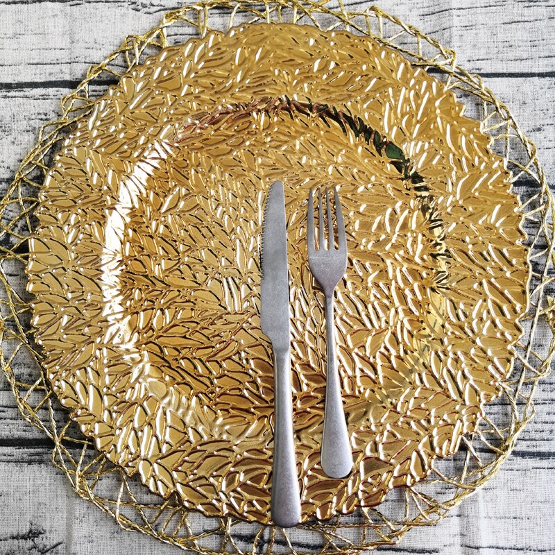 1PC Gold Christmas Plate Kitchen Essentials