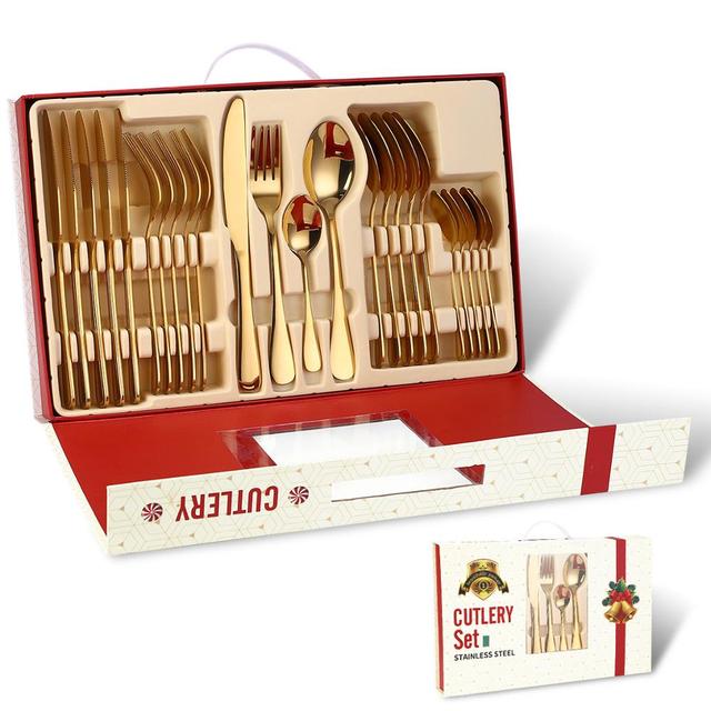 24Pcs Christmas Gifts Cutlery Set in Stainless Steel Kitchen Essentials