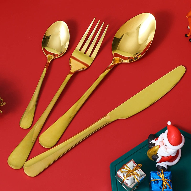 24Pcs Christmas Gifts Cutlery Set in Stainless Steel Kitchen Essentials