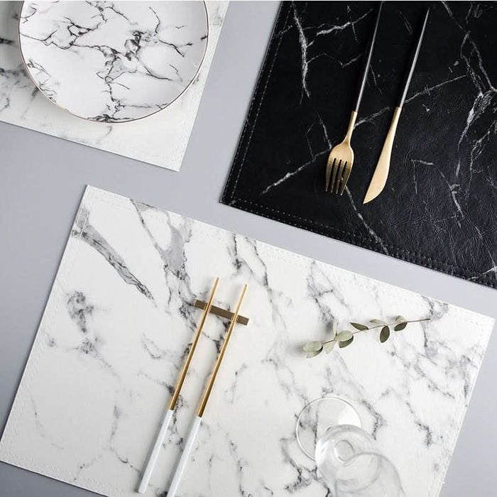 2pcs or 3pcs Marble Effect Placemat & Coaster Dinnerware Kitchen Essentials