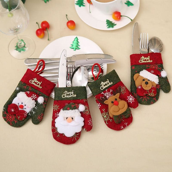 4Pcs/Lot Christmas Cutlery Pockets Kitchen Essentials