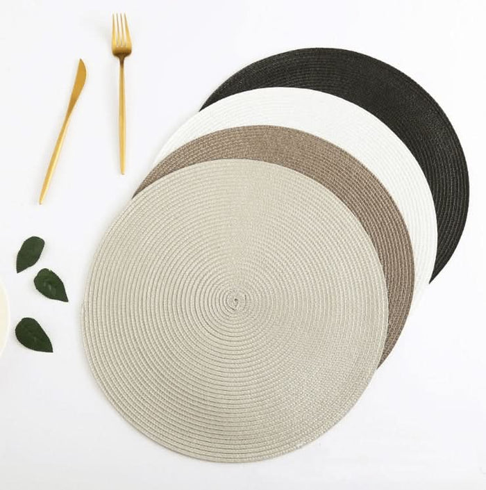 4pcs Woven Heat Resistant Tableware Placemats Kitchen Essentials
