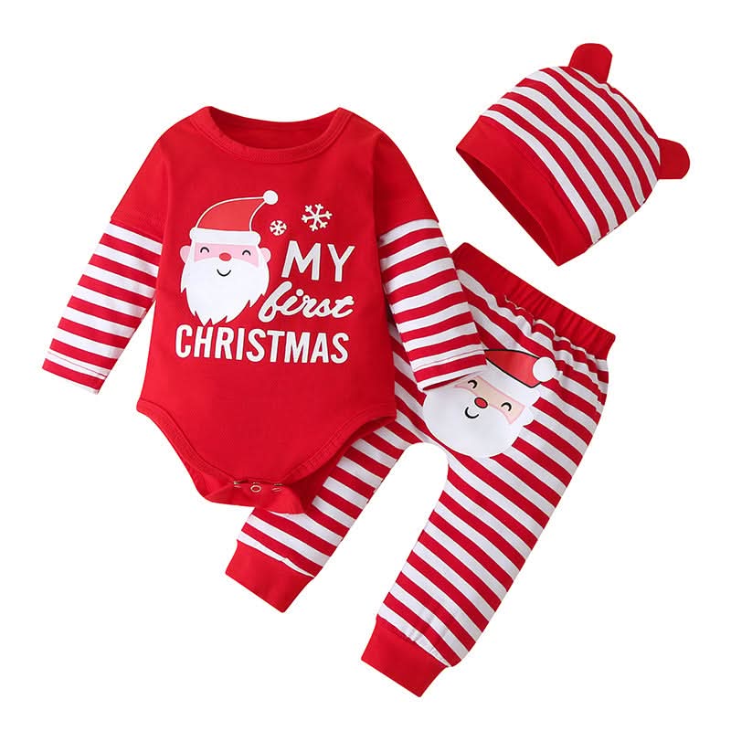 Baby Children's Christmas Long-Sleeved Three-Piece Romper Suit (Newborn) eprolo