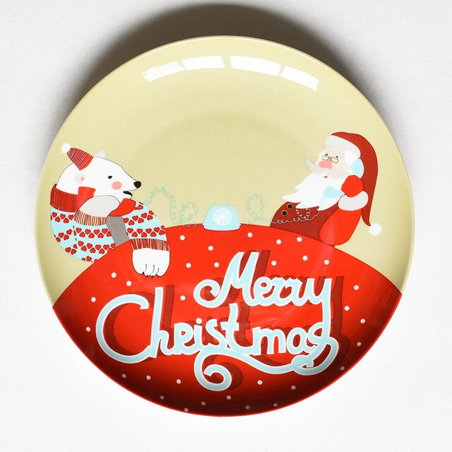 Christmas Ceramic Plate Plates Kitchen Essentials
