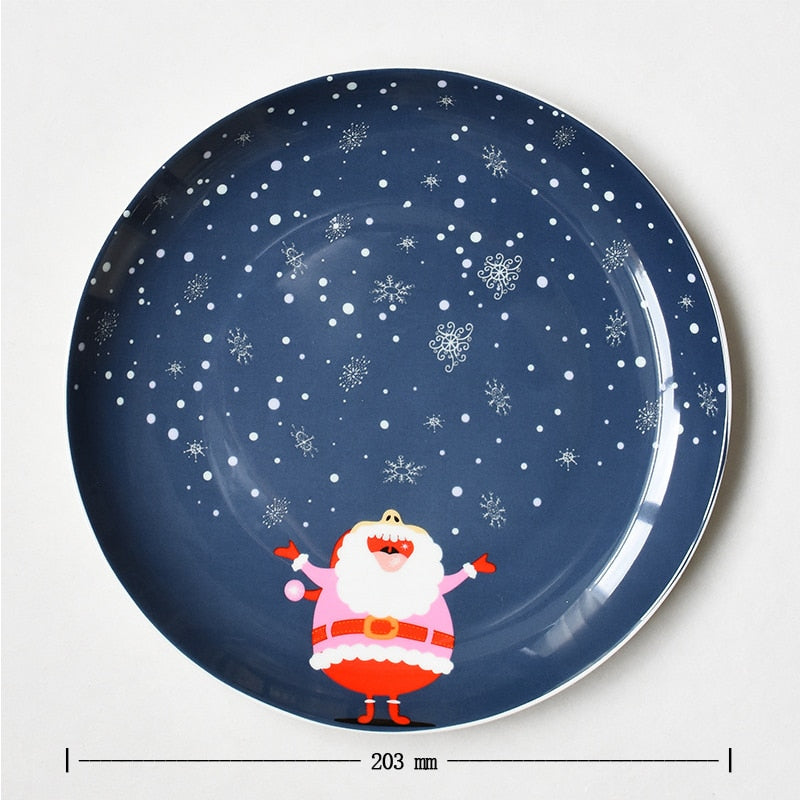 Christmas Ceramic Plate Plates Kitchen Essentials