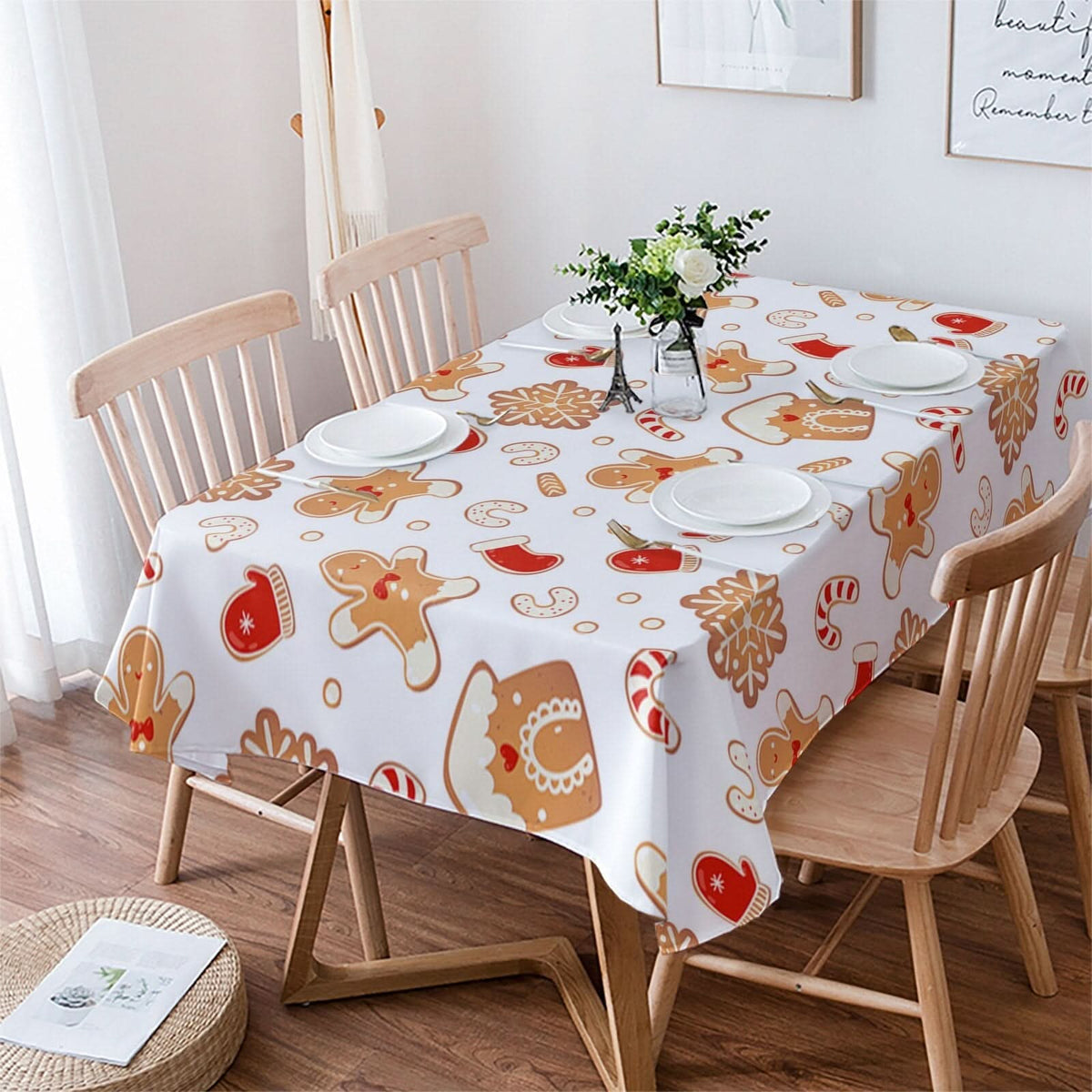 Christmas Gingerbread Waterproof Tablecloth Kitchen Essentials