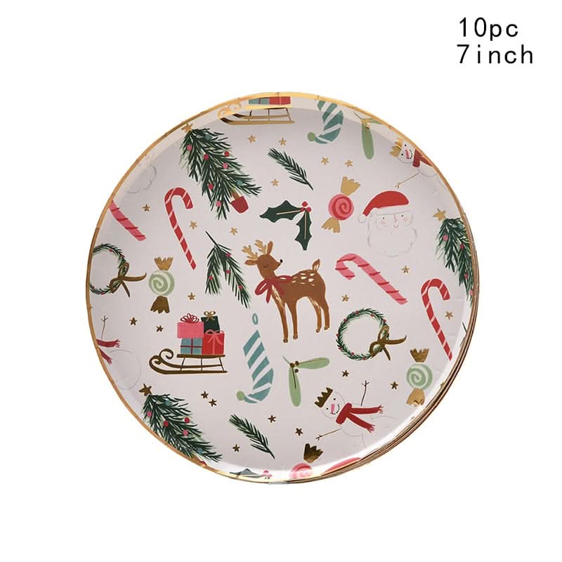 Christmas Theme Disposable Party Tableware Kitchen Essentials