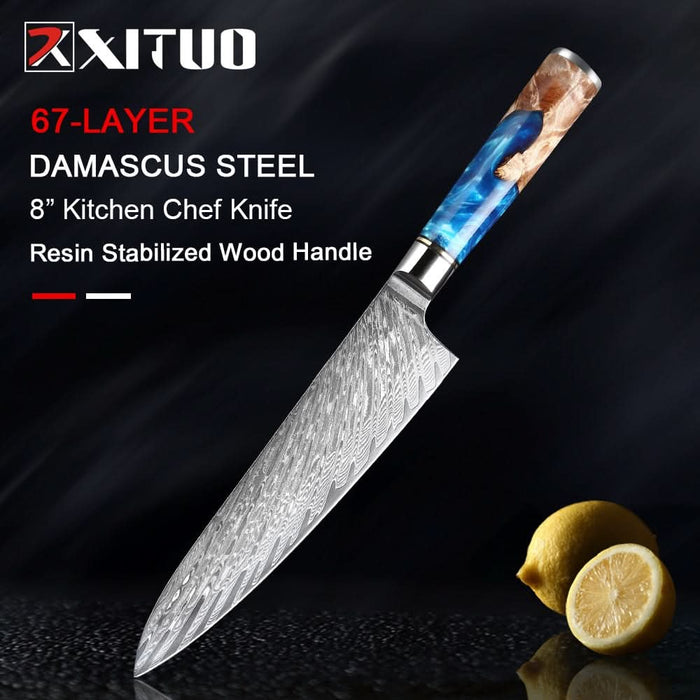 Damascus Steel Japanese Chef Knife Kitchen Essentials
