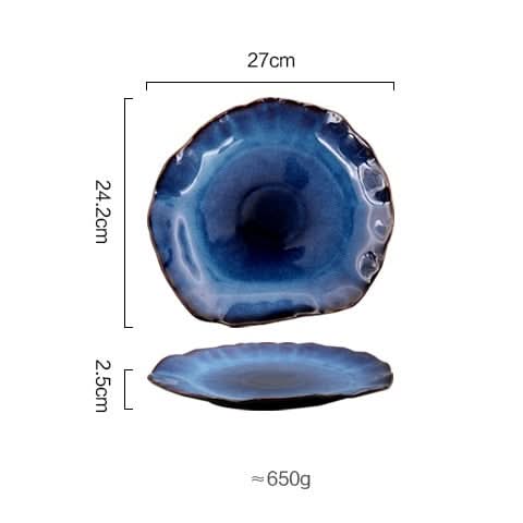Deep Blue Ceramic Plates Kitchen Essentials