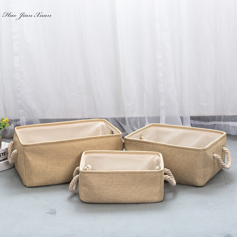 Cotton Linen Folding Storage Baskets Kitchen Essentials