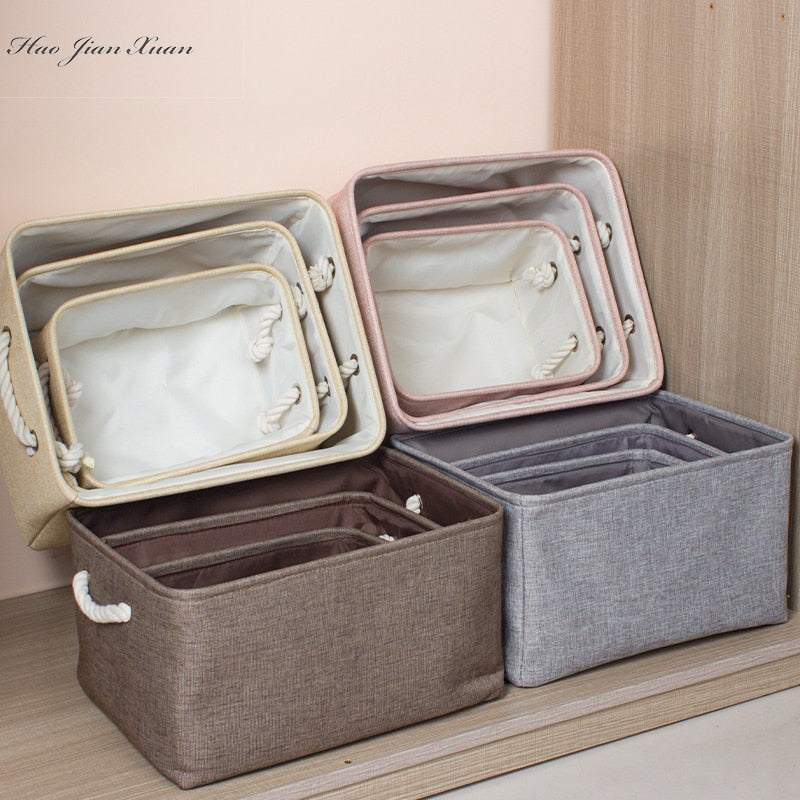 Cotton Linen Folding Storage Baskets Kitchen Essentials