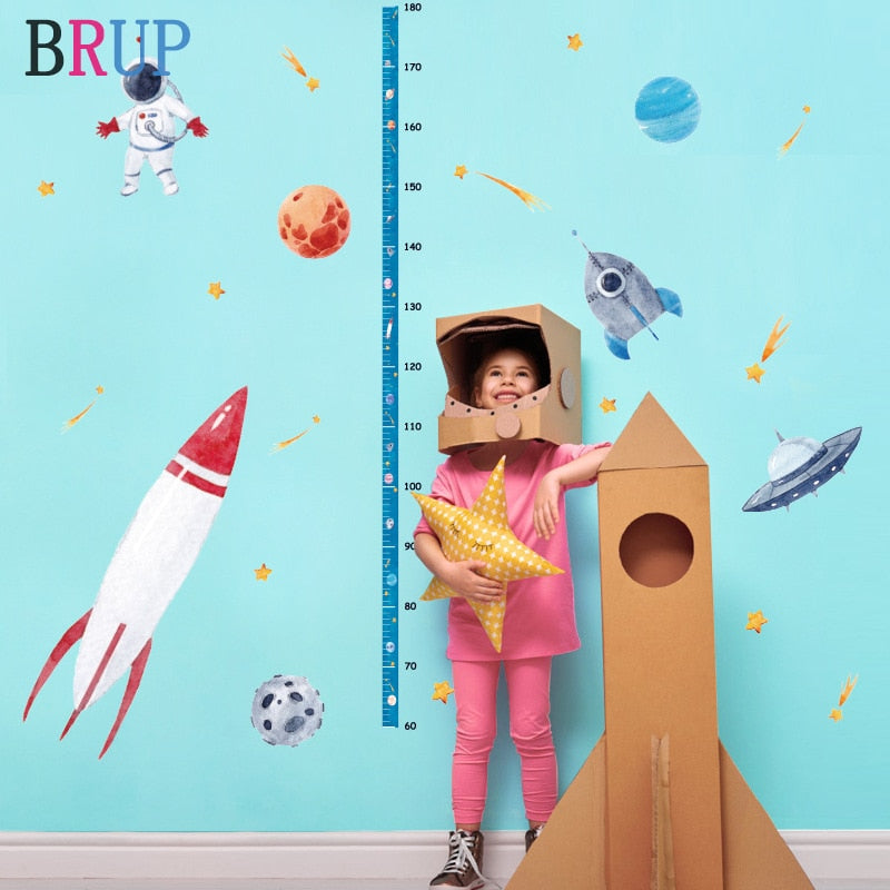 Space Rocket & Height Chart Wall Sticker Kitchen Essentials