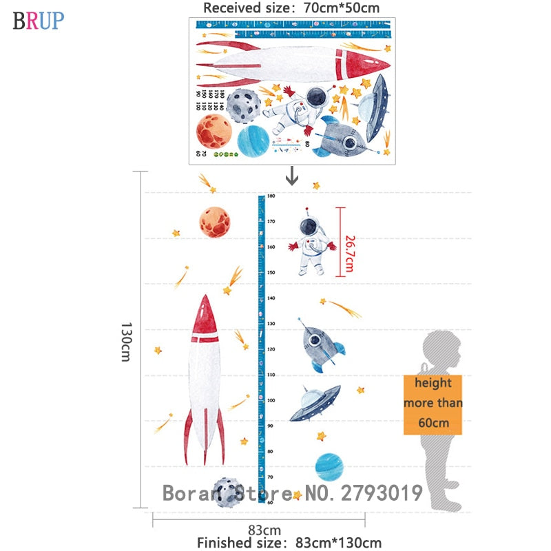 Space Rocket & Height Chart Wall Sticker Kitchen Essentials