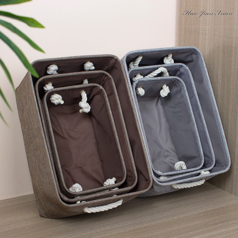 Cotton Linen Folding Storage Baskets Kitchen Essentials