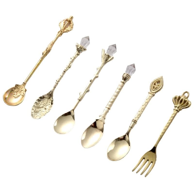 6Pcs/Set Retro, Vintage, Royal Style Carved Cutlery Kitchen Essentials