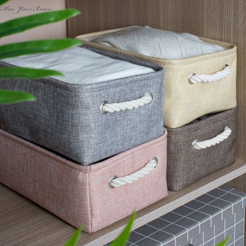 Cotton Linen Folding Storage Baskets Kitchen Essentials